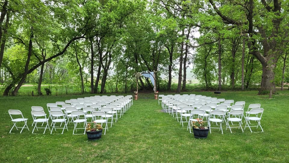 Rental chairs set up outside